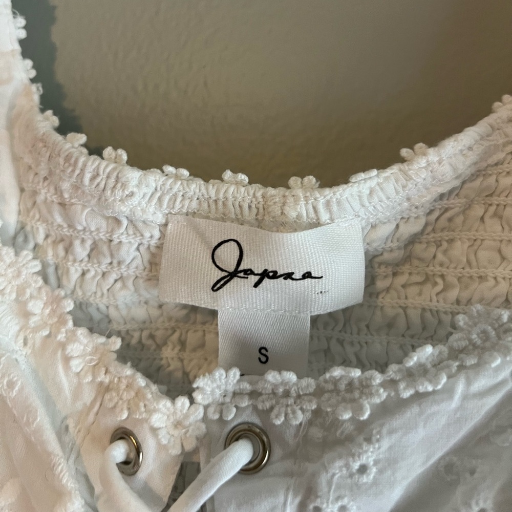 Japna White Corset Top Cotton Lace Up Cottagecore Prairie Coastal Cowgirl Small - Picture 2 of 5